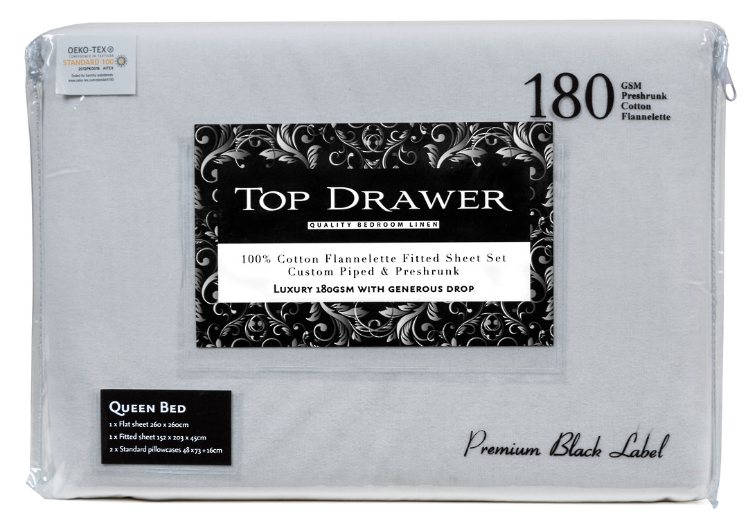 Top Drawer - Flannelette Sheet Set - Silver image 0